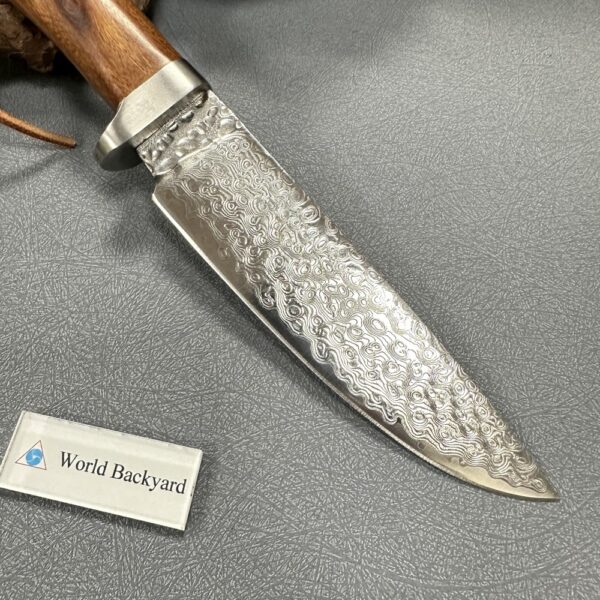 Wood Handle Damascus Steel Camping Knife - Image 5