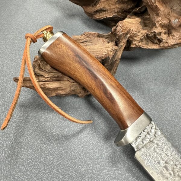 Wood Handle Damascus Steel Camping Knife - Image 6