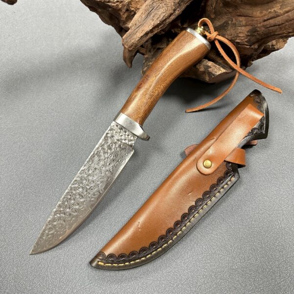 Wood Handle Damascus Steel Camping Knife