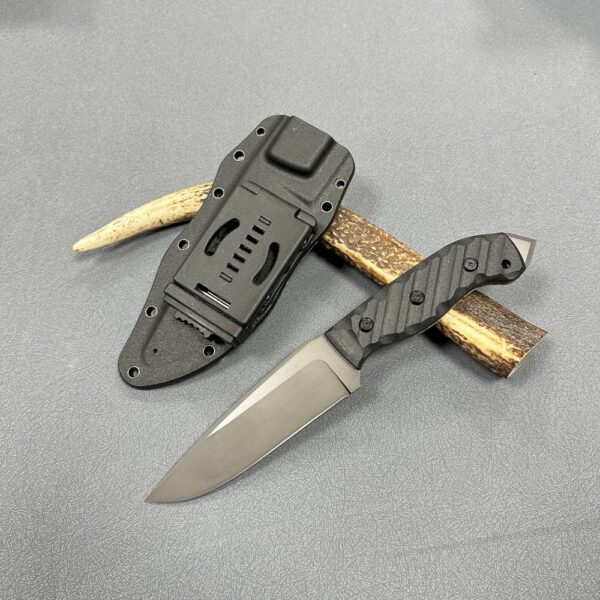 Titanium Coating Tactical Knife with Fiberglass Handle Full Tang Drop Point Straight Knife Rsurvival Knife with Kydex case - Image 4